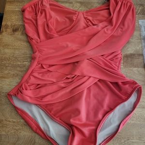 Orange underwire 1 piece swim